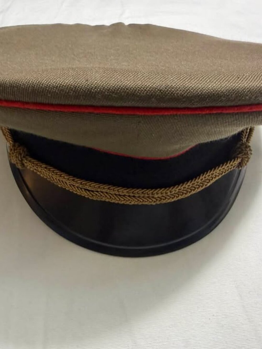 Vintage Authentic Soviet Military Peaked Visor Cap USSR Officer Hat Red Piping